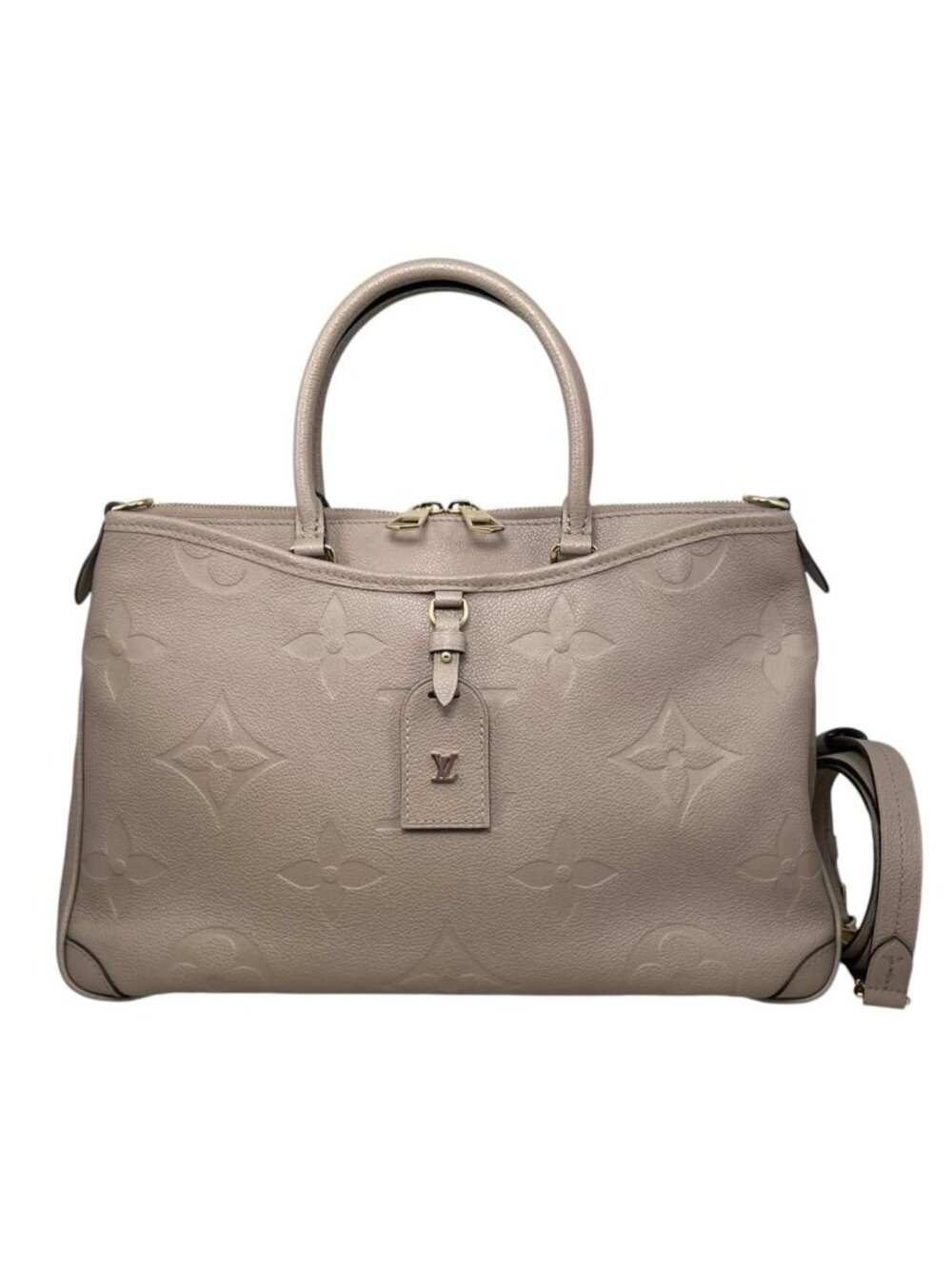 Louis Vuitton Tote Shoulder Bag Trianon MM Monogram Empreinte Tourterelle Beige